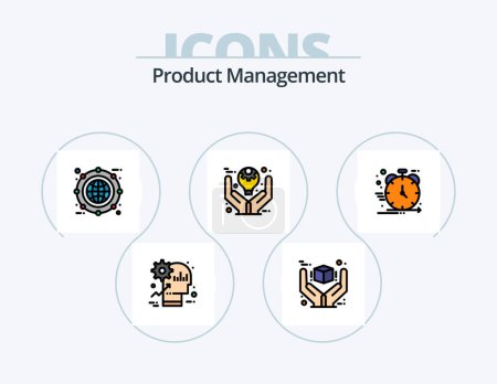 Téléchargez les illustrations : Product Management Line Filled Icon Pack 5 Icon Design. line. box. product. archive. box - en licence libre de droit