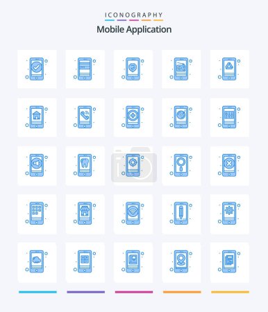 Illustration for Creative Mobile Application 25 Blue icon pack  Such As google. . data. radio. communication - Royalty Free Image