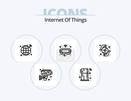 Photo for Internet Of Things Line Icon Pack 5 Icon Design. internet. locker. future. business tools. tech - Royalty Free Image