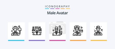 Illustration for Male Avatar Line 5 Icon Pack Including . garden. science. male. scientist. Creative Icons Design - Royalty Free Image