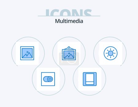 Téléchargez les illustrations : Multimedia Blue Icon Pack 5 Icon Design. . picture. . brightness - en licence libre de droit