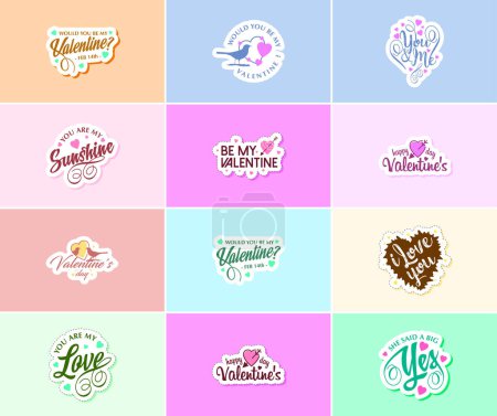 Illustration for Celebrating the Magic of Love on Valentine's Day Stickers - Royalty Free Image