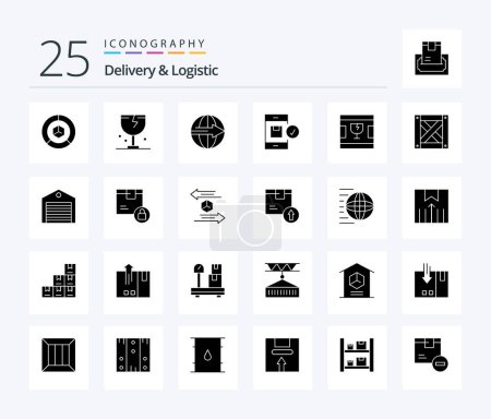 Illustration for Delivery And Logistic 25 Solid Glyph icon pack including delivery. application. logistic. service. export - Royalty Free Image