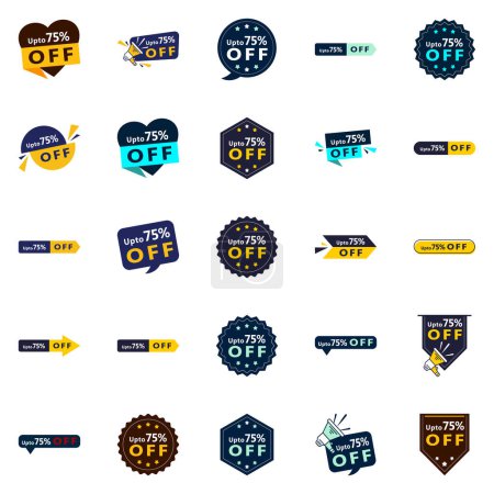 Illustration for 25 Editable Vector Designs in the Up to 70% Off Bundle Perfect for Personalized Discount Promotions - Royalty Free Image