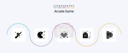 Ilustración de Arcade Glyph 5 Icon Pack Including insert coin. play. competition. game. heart - Imagen libre de derechos