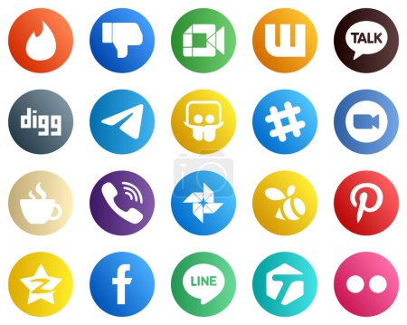 Illustration for 20 Versatile Social Media Icons such as video. digg. zoom and slideshare icons. Fully editable and versatile - Royalty Free Image