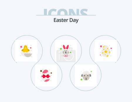 Téléchargez les illustrations : Easter Flat Icon Pack 5 Icon Design. egg. face. baby. rabbit. animal - en licence libre de droit