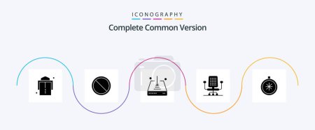 Ilustración de Complete Common Version Glyph 5 Icon Pack Including open. direction. down. compass. office - Imagen libre de derechos