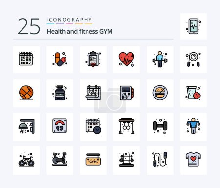 Illustration for Gym 25 Line Filled icon pack including sport. dumbbell. board. beat. love - Royalty Free Image