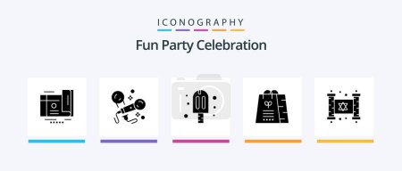 Téléchargez les illustrations : Party Glyph 5 Icon Pack Including jewish. shopping. carnival. shop. bag. Creative Icons Design - en licence libre de droit