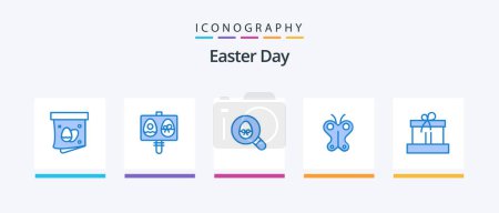 Illustration for Easter Blue 5 Icon Pack Including box. nature. search. easter. animal. Creative Icons Design - Royalty Free Image