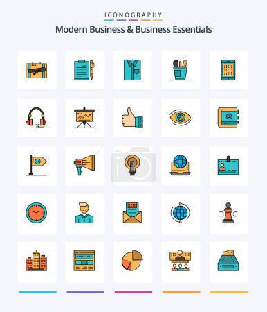 Téléchargez les illustrations : Creative Modern Business And Business Essentials 25 Line FIlled icon pack  Such As dress. cloth. business. shirt. planning - en licence libre de droit