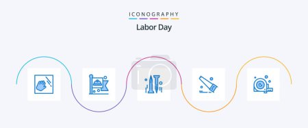 Illustration for Labor Day Blue 5 Icon Pack Including ruler. angle. nail. measurement. hand - Royalty Free Image
