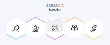 Téléchargez les illustrations : Ramadan 25 Line icon pack including book . ramadan. ramadan . muslim . islam - en licence libre de droit