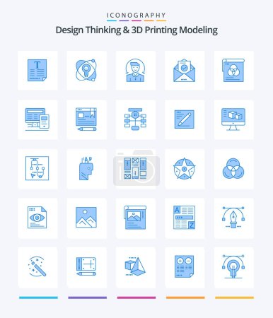 Téléchargez les illustrations : Creative Design Thinking And D Printing Modeling 25 Blue icon pack  Such As poster. education. user. envelope. mail - en licence libre de droit