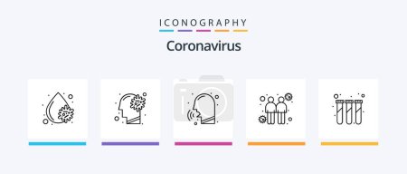 Ilustración de Coronavirus Line 5 Icon Pack Including spread. protection. medical. corona. pharmacy. Creative Icons Design - Imagen libre de derechos