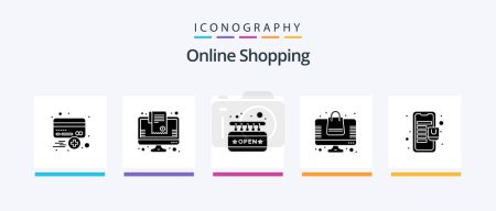 Illustration for Online Shopping Glyph 5 Icon Pack Including online store. online. online shopping. bag. shop. Creative Icons Design - Royalty Free Image