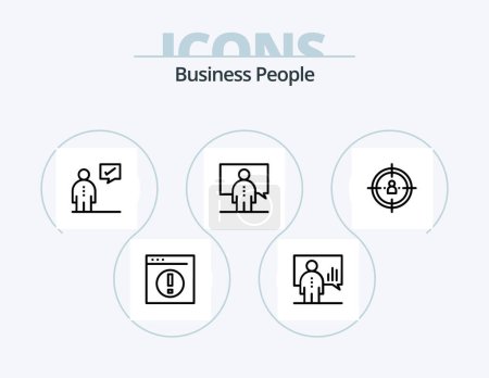 Ilustración de Business People Line Icon Pack 5 Icon Design. man. insurance. optimization. manager. human - Imagen libre de derechos