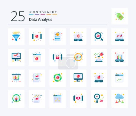 Illustration for Data Analysis 25 Flat Color icon pack including monitoring. business. mobile. management. graph - Royalty Free Image