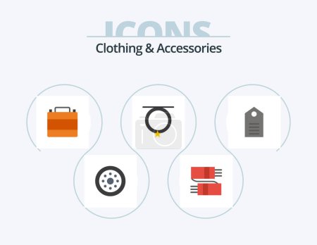 Téléchargez les illustrations : Clothing and Accessories Flat Icon Pack 5 Icon Design. clothes. fashion. accessories. clothing. footwear - en licence libre de droit