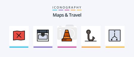 Ilustración de Maps and Travel Line Filled 5 Icon Pack Including . hook. pointer. location. Creative Icons Design - Imagen libre de derechos