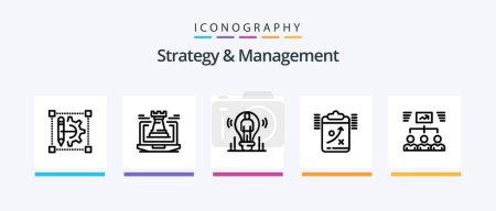 Téléchargez les illustrations : Strategy And Management Line 5 Icon Pack Including arrow. user. board. line. graph. Creative Icons Design - en licence libre de droit