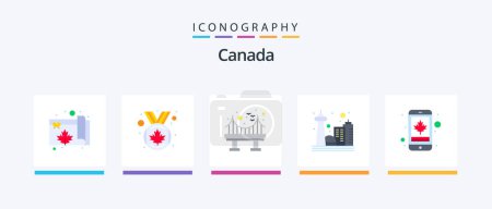 Téléchargez les illustrations : Canada Flat 5 Icon Pack Including cell. toronto. architecture. landmark. canada. Creative Icons Design - en licence libre de droit