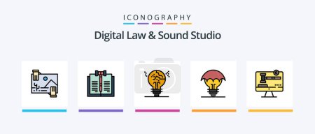 Illustration for Digital Law And Sound Studio Line Filled 5 Icon Pack Including digital. business. owner. open. free. Creative Icons Design - Royalty Free Image