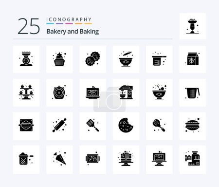 Illustration for Baking 25 Solid Glyph icon pack including dye. colouring. icecream. baking. cookie - Royalty Free Image