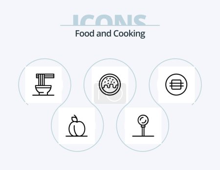 Téléchargez les illustrations : Food Line Icon Pack 5 Icon Design. . food. hungry. dish. sweet - en licence libre de droit