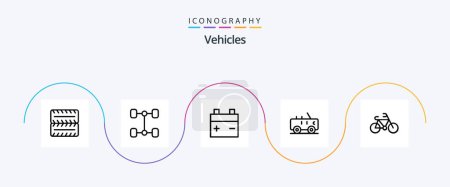 Téléchargez les illustrations : Vehicles Line 5 Icon Pack Including . jeep. transport - en licence libre de droit