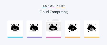 Ilustración de Cloud Computing Glyph 5 Icon Pack Including computing. image. cloud. download. Creative Icons Design - Imagen libre de derechos