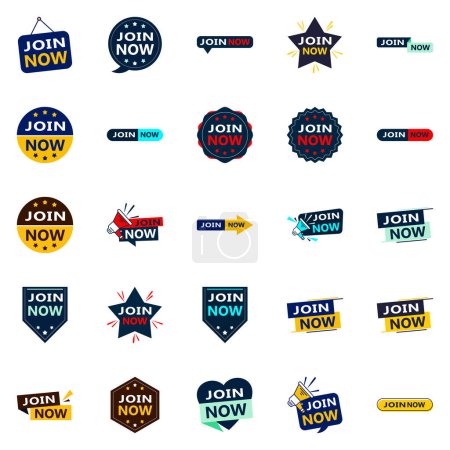 Téléchargez les illustrations : 25 Versatile Typographic Banners for promoting joining across platforms - en licence libre de droit