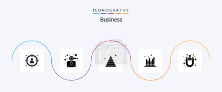 Téléchargez les illustrations : Business Glyph 5 Icon Pack Including modern. forecast. person. economics. pyramid - en licence libre de droit