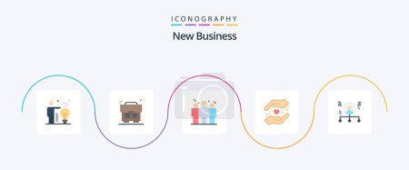 Ilustración de New Business Flat 5 Icon Pack Including people. human. competitive. employee. love - Imagen libre de derechos