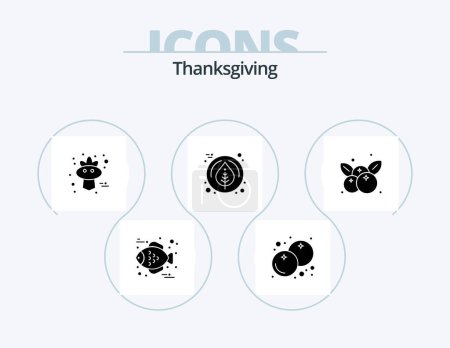 Illustration for Thanksgiving Glyph Icon Pack 5 Icon Design. cherries. fruit. bird. cherry. maple - Royalty Free Image