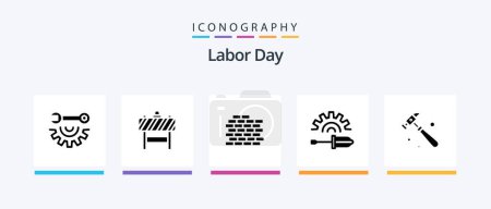 Photo for Labor Day Glyph 5 Icon Pack Including screw . screw driver . traffic . brick. Creative Icons Design - Royalty Free Image