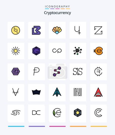 Téléchargez les illustrations : Creative Cryptocurrency 25 Line FIlled icon pack  Such As coin. crypto currency. clams. crypto. sibcoin - en licence libre de droit