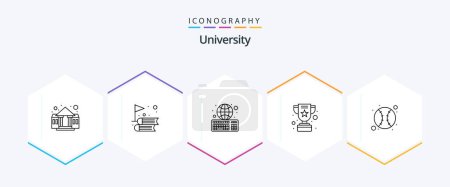 Illustration for University 25 Line icon pack including baseball. ebook. trophy. achievement - Royalty Free Image