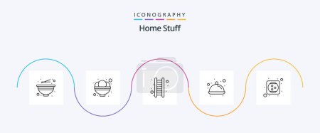 Téléchargez les illustrations : Home Stuff Line 5 Icon Pack Including extension. apartment. kitchen. dish - en licence libre de droit