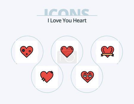 Illustration for Heart Line Filled Icon Pack 5 Icon Design. heart. heart. add. healthcare. like - Royalty Free Image