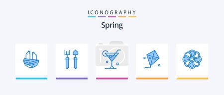 Téléchargez les illustrations : Spring Blue 5 Icon Pack Including nature. spring. glass. kite. fly. Creative Icons Design - en licence libre de droit