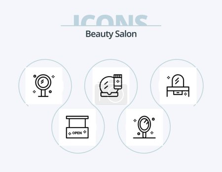 Ilustración de Beauty Salon Line Icon Pack 5 Icon Design. eye paint. salon. beauty and spa. mirror. beauty - Imagen libre de derechos