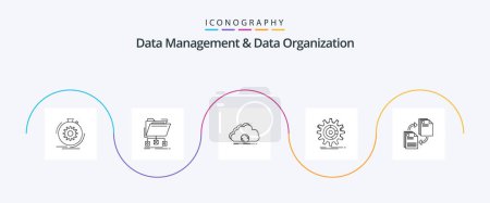 Téléchargez les illustrations : Data Management And Data Organization Line 5 Icon Pack Including management. setting. folder. synchronization. sync - en licence libre de droit