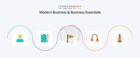 Ilustración de Modern Business And Business Essentials Flat 5 Icon Pack Including flag. achieve. business. success. planning - Imagen libre de derechos