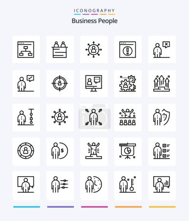 Téléchargez les illustrations : Creative Business People 25 OutLine icon pack  Such As man. businessmen. teamwork. business. job - en licence libre de droit