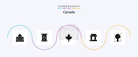Ilustración de Canada Glyph 5 Icon Pack Including pine trees. arctic. canada. alpine. paris - Imagen libre de derechos