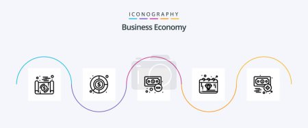 Téléchargez les illustrations : Economy Line 5 Icon Pack Including business. gem. business. economy. banking - en licence libre de droit
