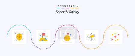 Ilustración de Space And Galaxy Flat 5 Icon Pack Including . space. flag. galaxy. space - Imagen libre de derechos
