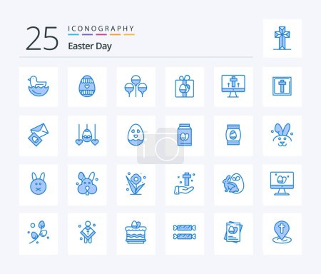 Illustration for Easter 25 Blue Color icon pack including egg. screen. easter. monitor. birthday - Royalty Free Image